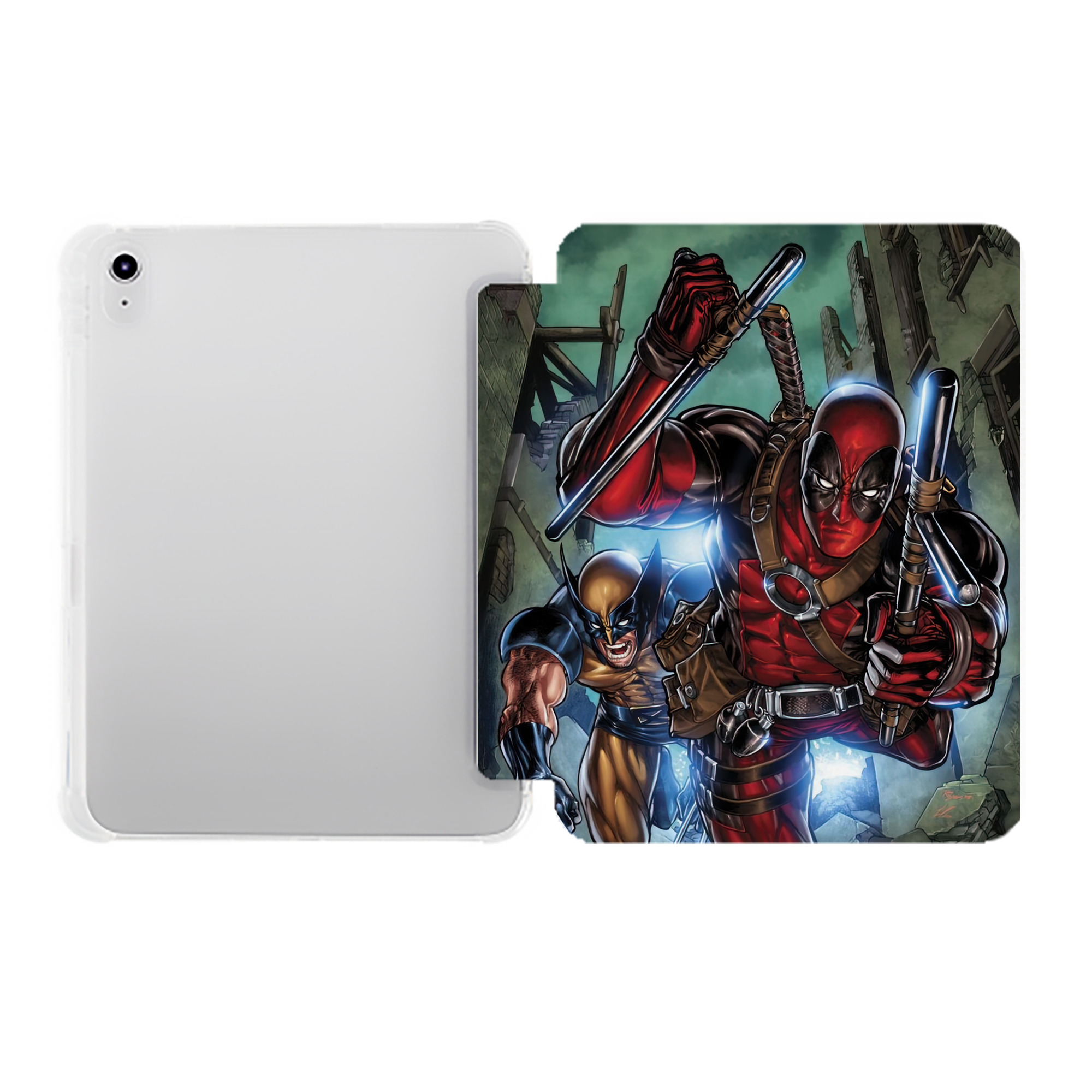（画像用） Deadpool デッドプール IPad ケース ペン収納付き 三つ折りスタンド PUレザー×シリコン 対応機種9.5/10.5/10.9インチ